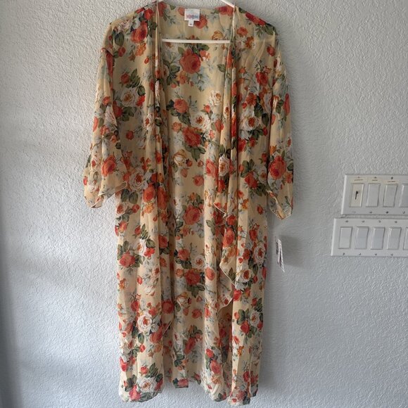 LulaRoe Shirley Cover Up Cardigan Duster NWT Medium Floral Print LR14 - Picture 1 of 6